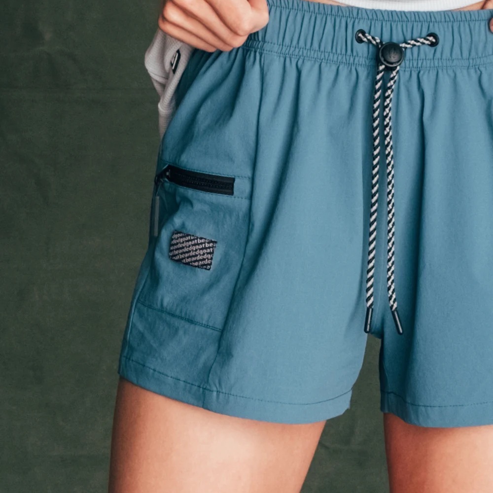 Bearded Goat Summit Hiking Shorts Colonial Blue Elastic Womens Athletic M NEW